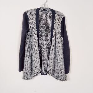 Club Monaco Women's Textured Open-Front Cardigan - Black & Gray - Size Large
